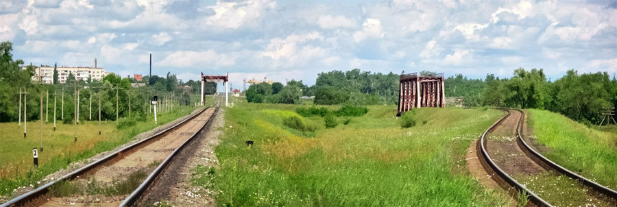 The abandoned railroad line through the Chornobyl zone.