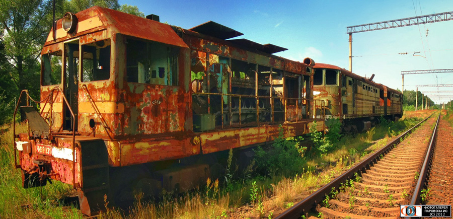 The abandoned railroad line through the Chornobyl zone.