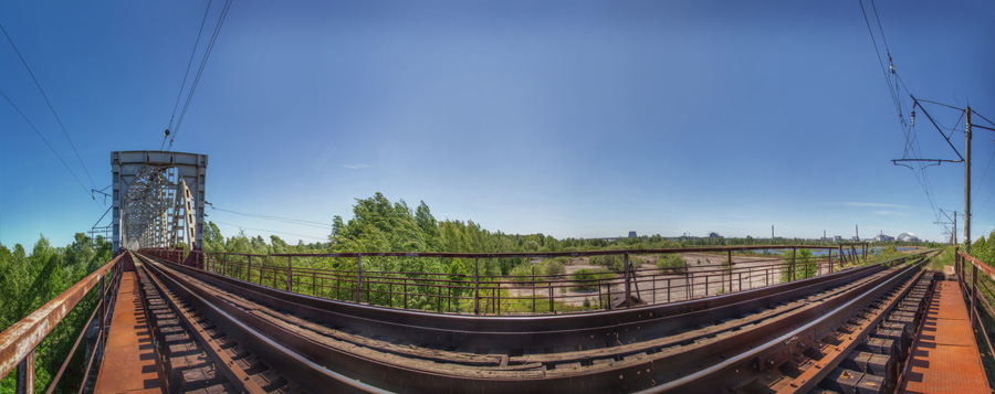 The railroad line near the Chornobyl Nuclear Power Plant