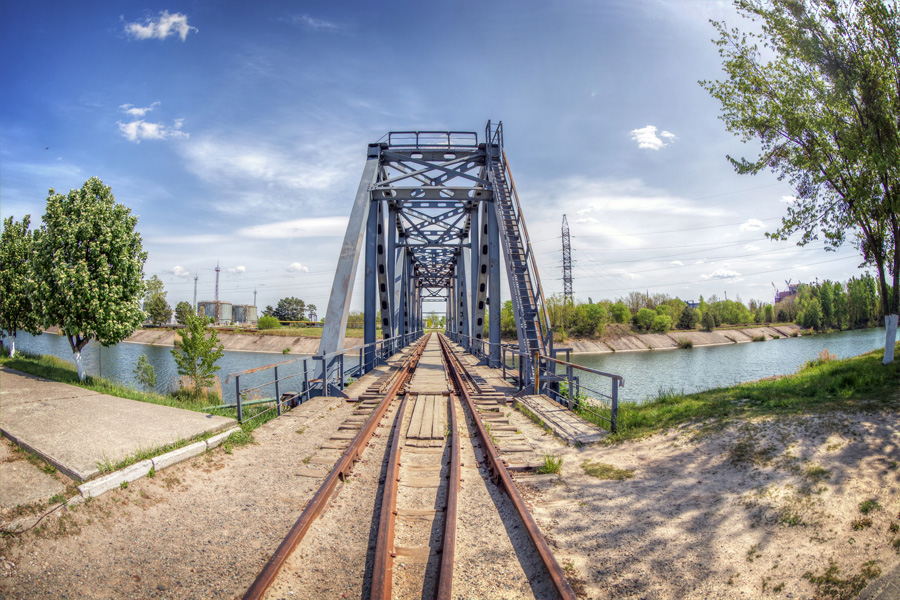 The railroad line near the Chornobyl Nuclear Power Plant