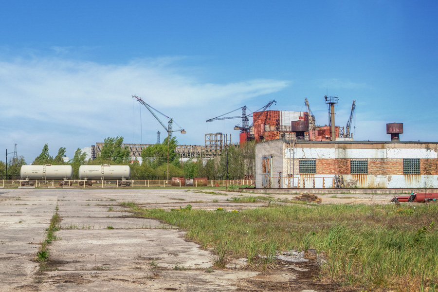 The railroad line near the Chornobyl Nuclear Power Plant