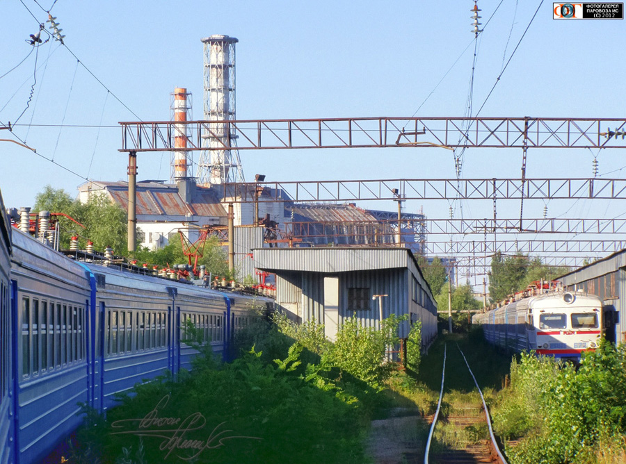 The railroad line near the Chornobyl Nuclear Power Plant