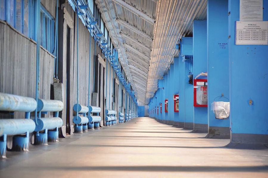 The railroad line near the Chornobyl Nuclear Power Plant